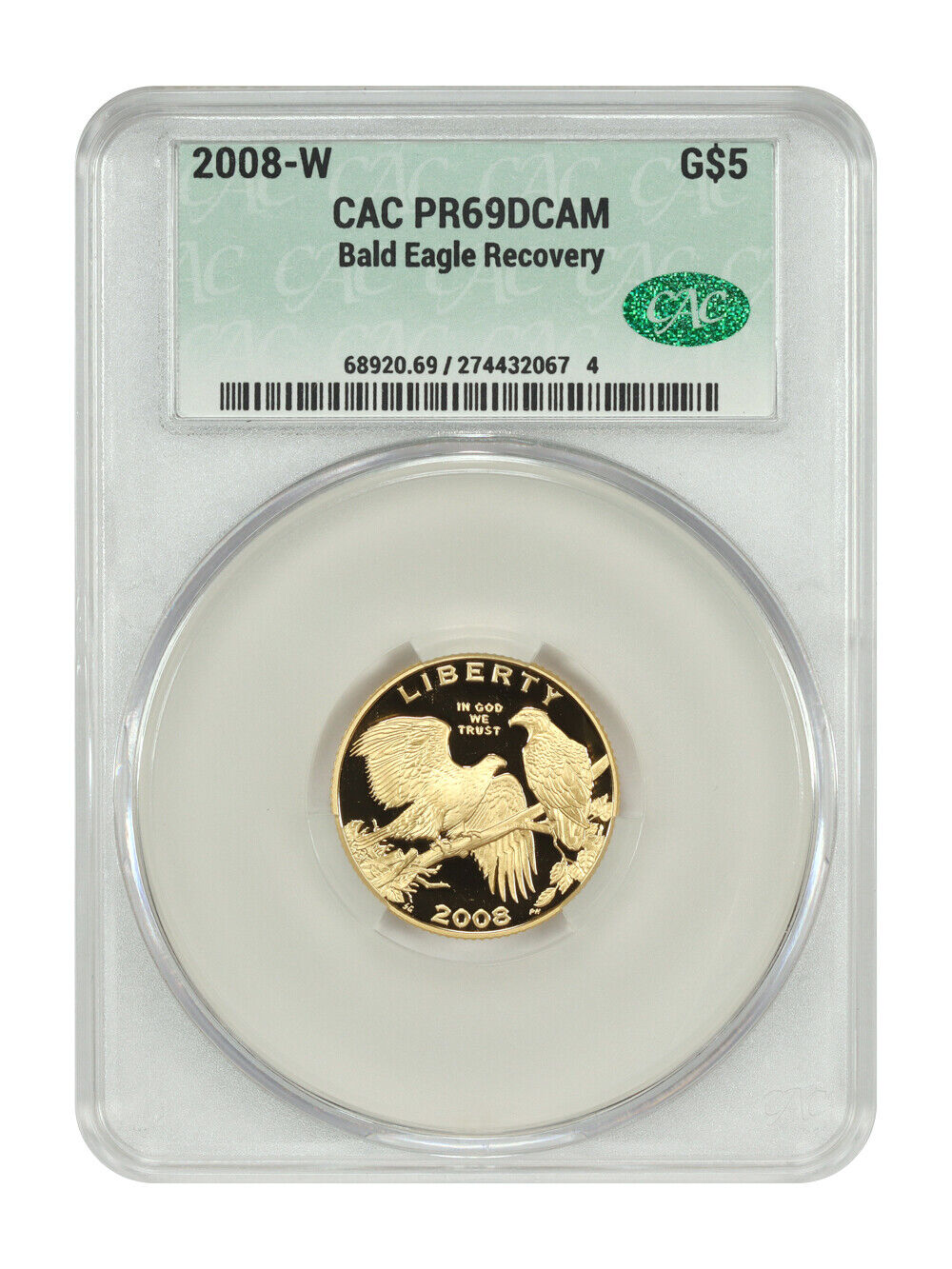 2008-W $5 Bald Eagle CACG PR69DCAM - $5 Modern Gold Commemoratives