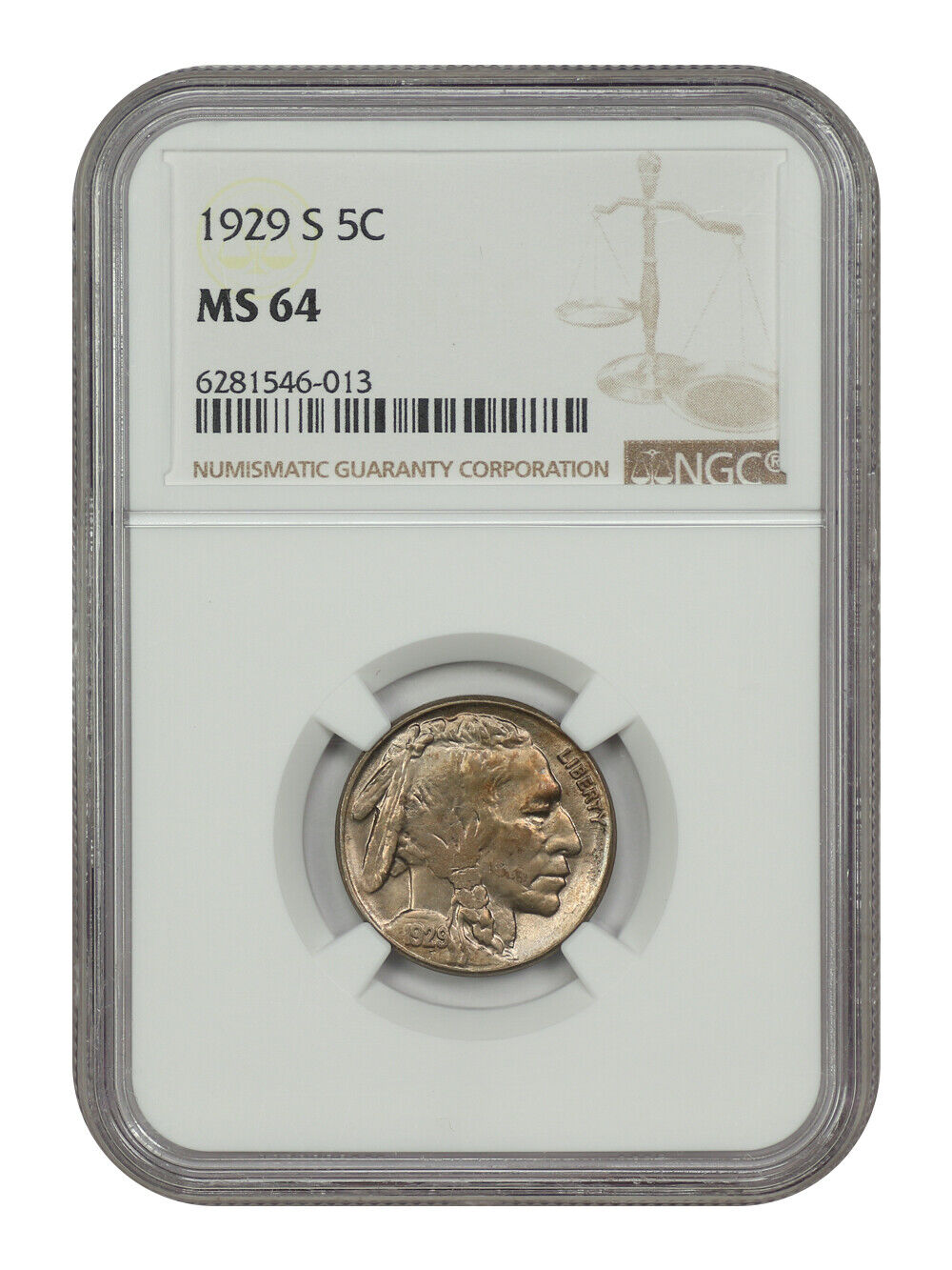 1929-S 5C NGC MS64 - Buffalo Nickel