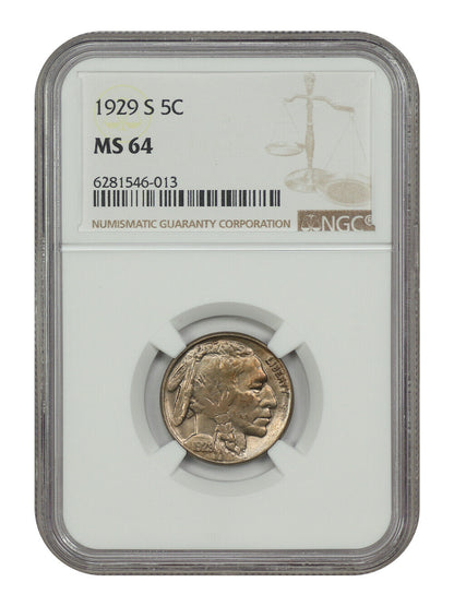 1929-S 5C NGC MS64 - Buffalo Nickel