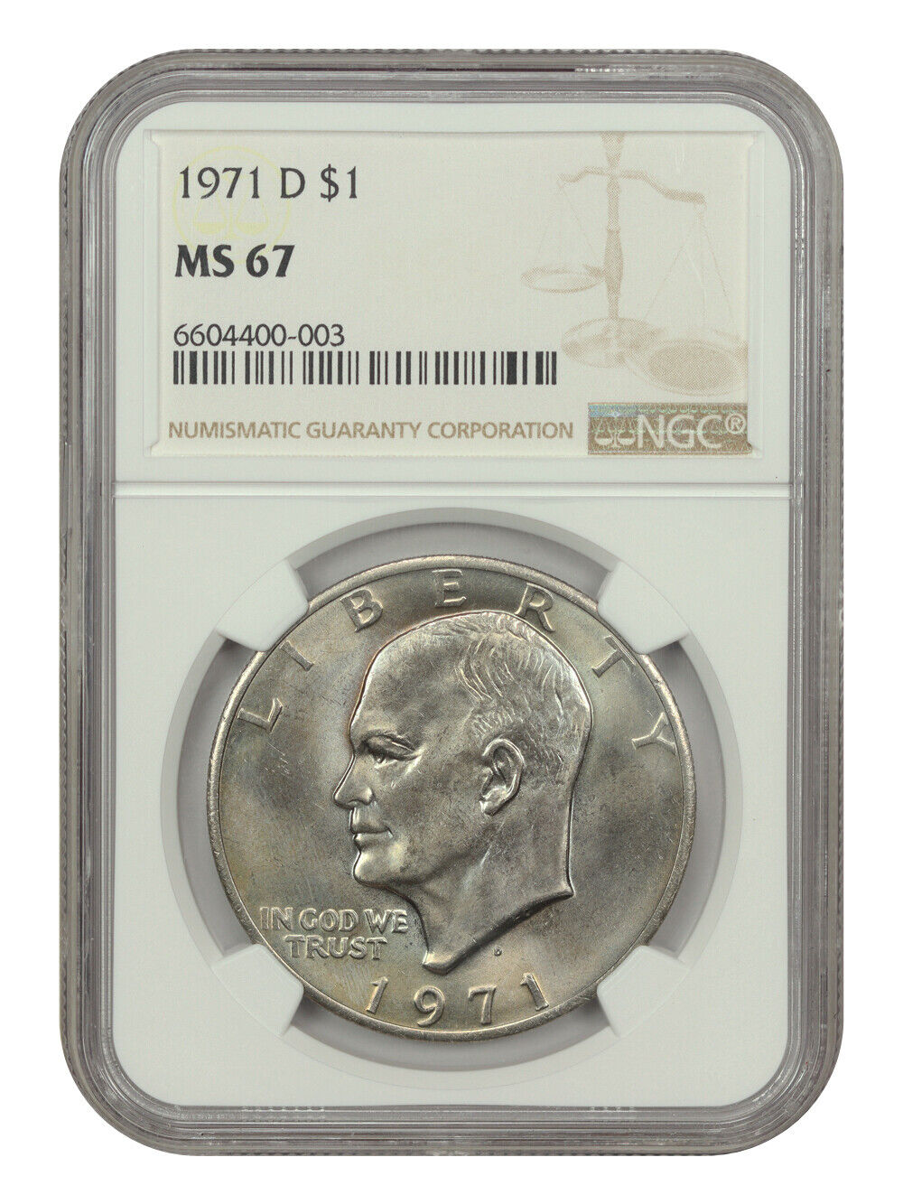 1971-D $1 NGC MS67 - Ike Dollar - Popular First Year of Issue