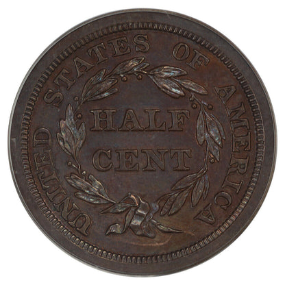 1841 1/2C PCGS/CAC PR63RB (Original, OGH) - Braided Hair Half Cent