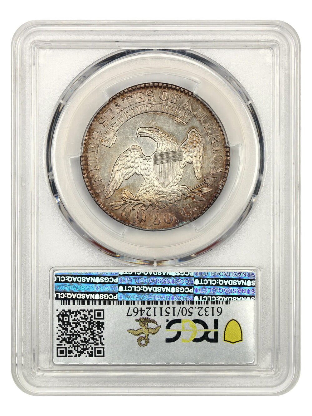 1823 50c PCGS AU50 (Broken 3) ex: D.L. Hansen