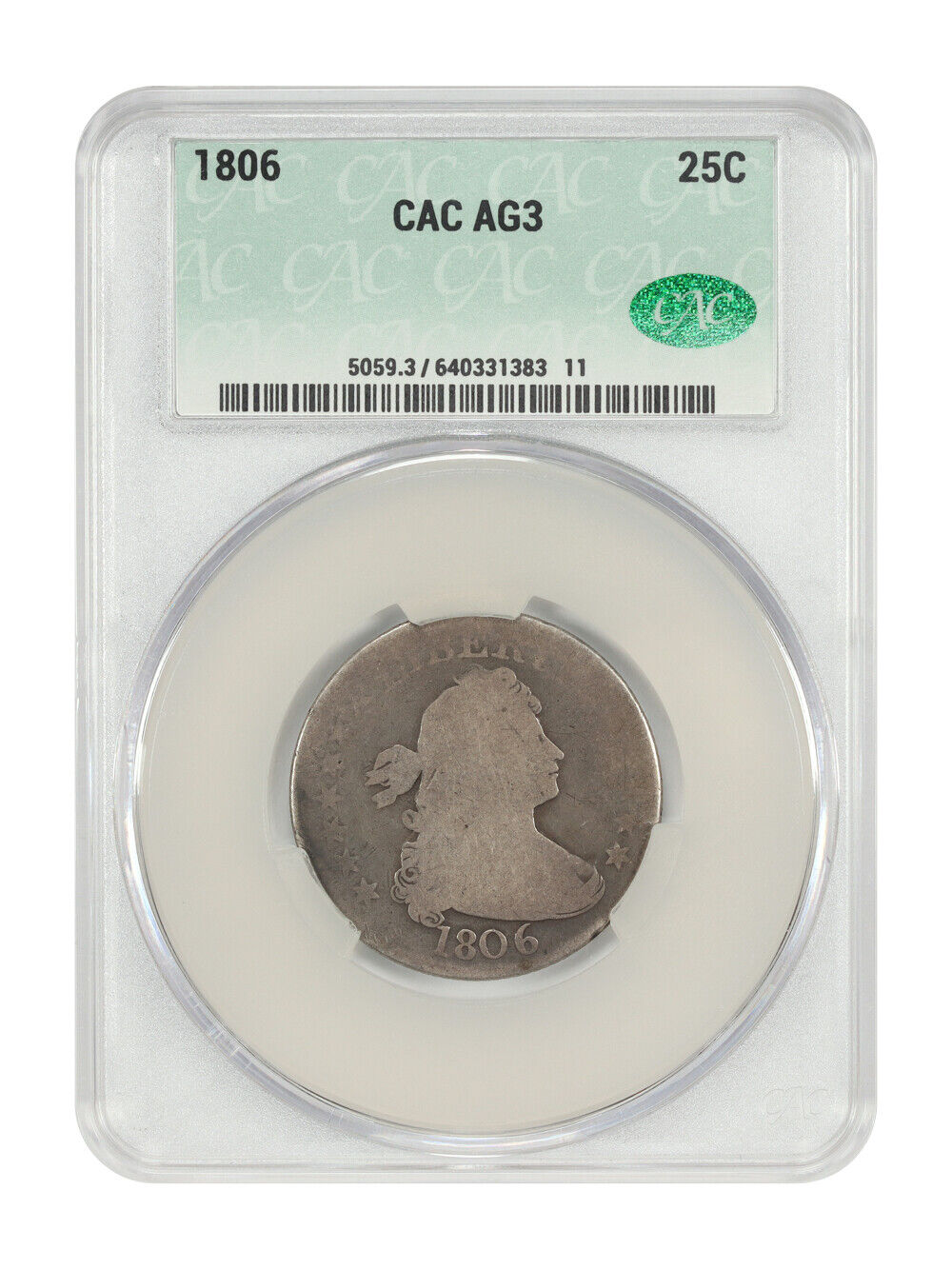 1806 25C CACG AG03 - Draped Bust Quarter - Great Early Type Coin