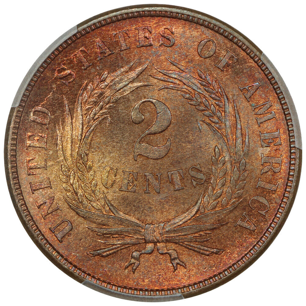 1867 2C PCGS MS65RD - Two Cent