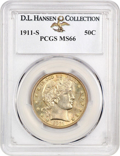 1911-S 50c PCGS MS66 ex: D.L. Hansen