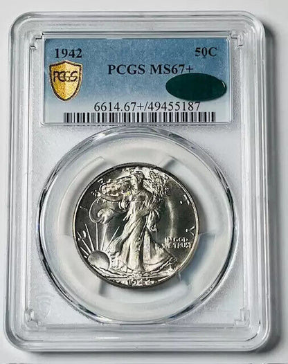 1942 P Walking Liberty Half Dollar PCGS MS-67+ Plus CAC