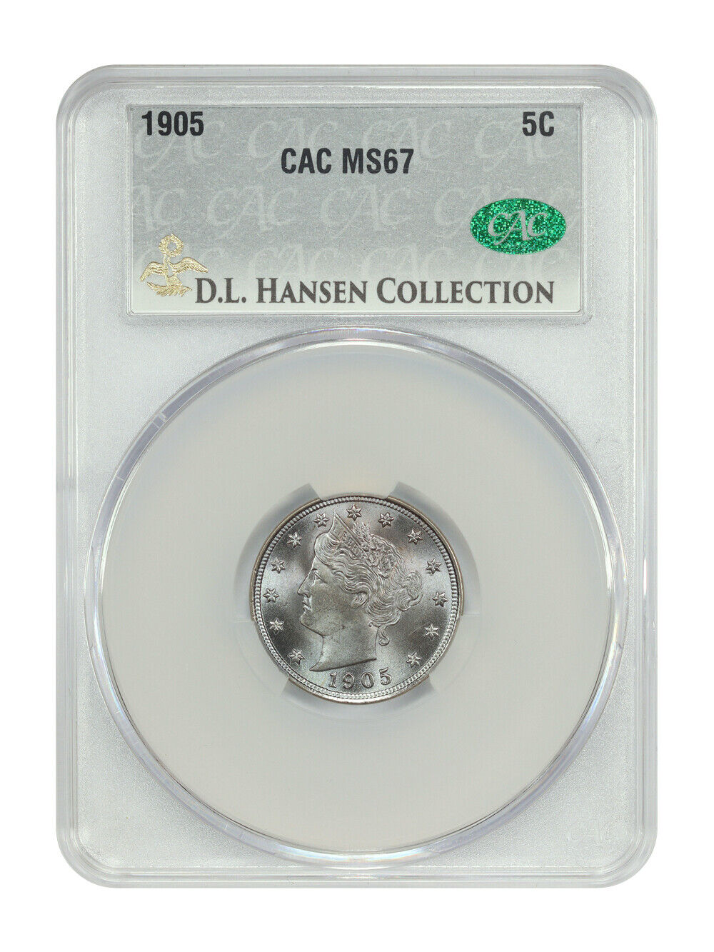 1905 5C CACG MS67 ex: D.L. Hansen - Liberty Nickel