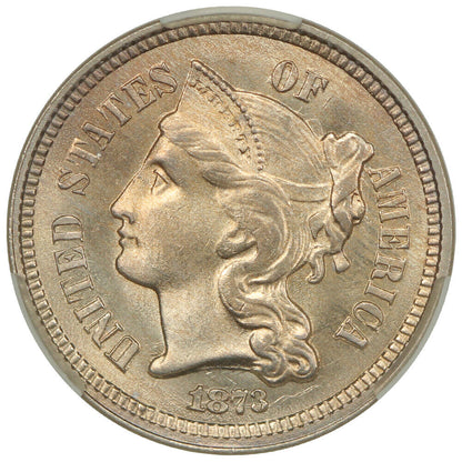 1873 3CN CACG MS66 (Open 3) ex: D.L. Hansen - Three Cent Nickel