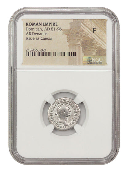 Ancient Roman: Domitian (AD 81-96) AR Denarius NGC Fine