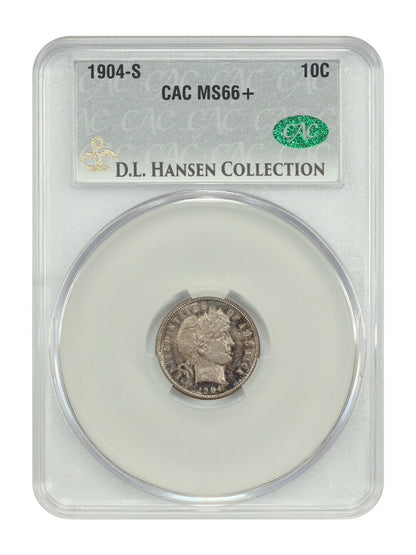 1904-S 10C CACG MS66+ ex: D.L. Hansen  - Barber Dime