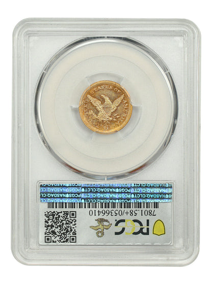 1865 $2.50 PCGS AU58+ ex: D.L. Hansen - Liberty Head $2.5 - Only Two Finer