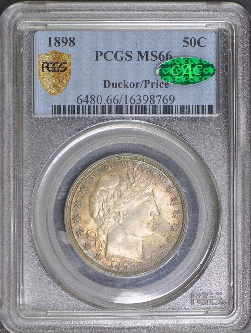 1898 50C Barber Half Dollar PCGS MS66 (CAC)