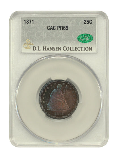 1871 25C CACG PR65 ex: D.L. Hansen - Liberty Seated Quarter