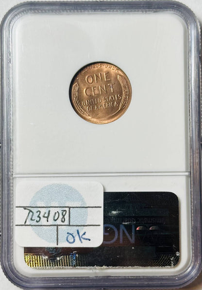 1953 P Small Cents Lincoln, Wheat Ears Reverse NGC MS-66 RD