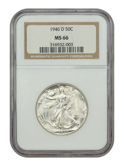 1946-D 50C NGC MS66 - Walking Liberty Half Dollar