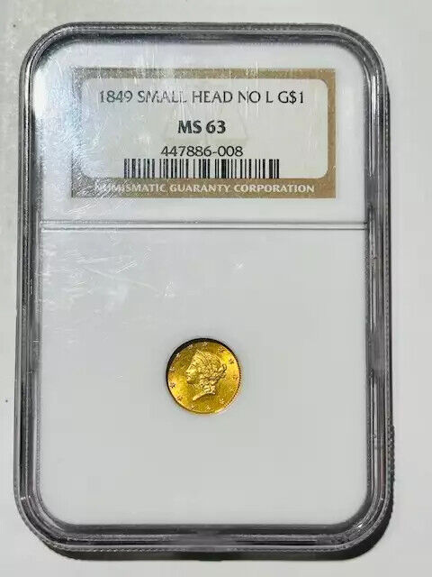 1849 Gold Dollars Liberty Head NGC MS-63 Small Head No "L"