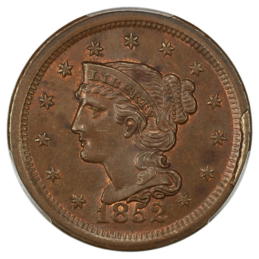 1852 1C CACG MS62BN (N-6) ex: D.L. Hansen - Braided Hair Cent