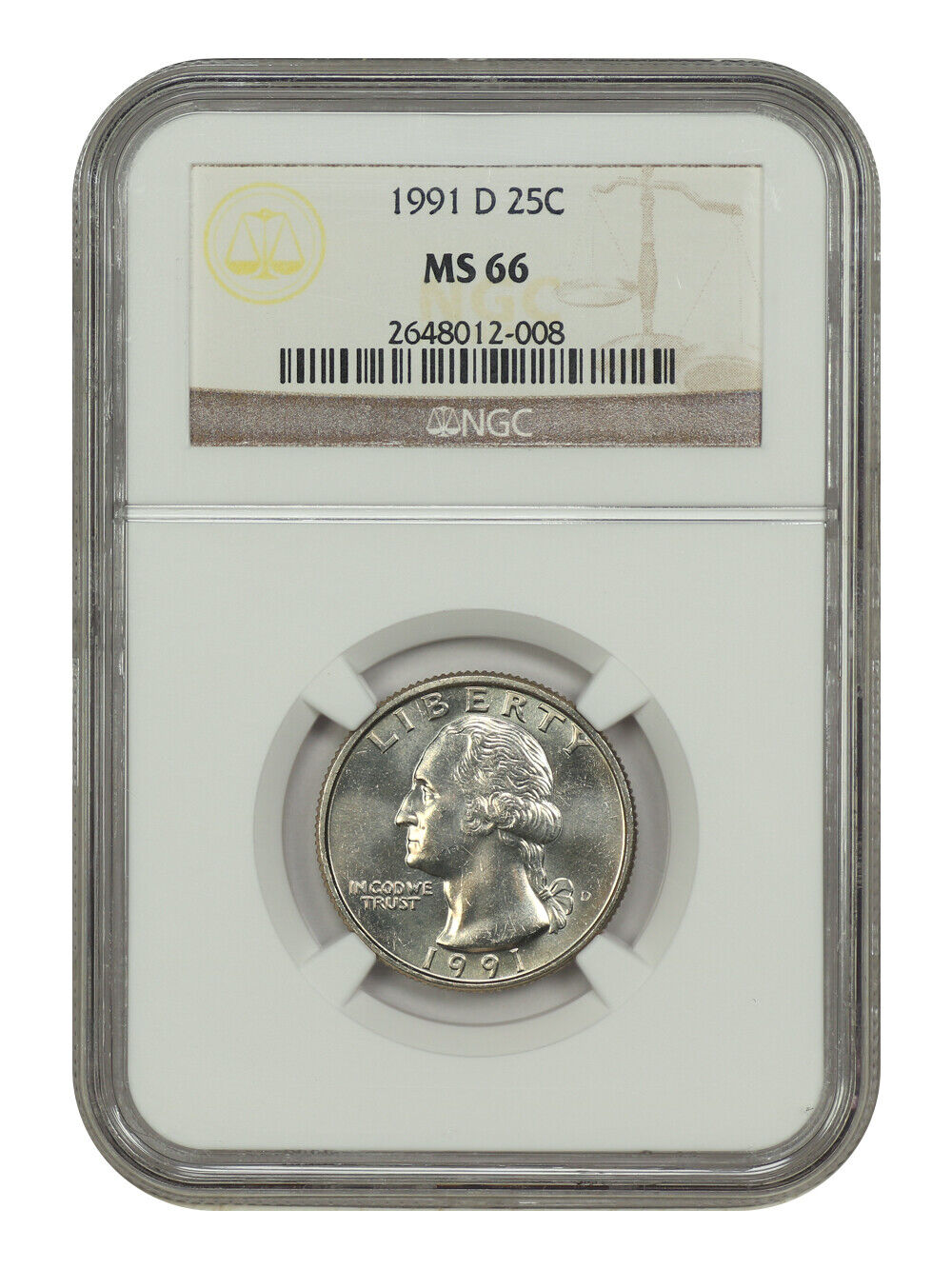 1991-D 25C NGC MS66 - Washington Quarter