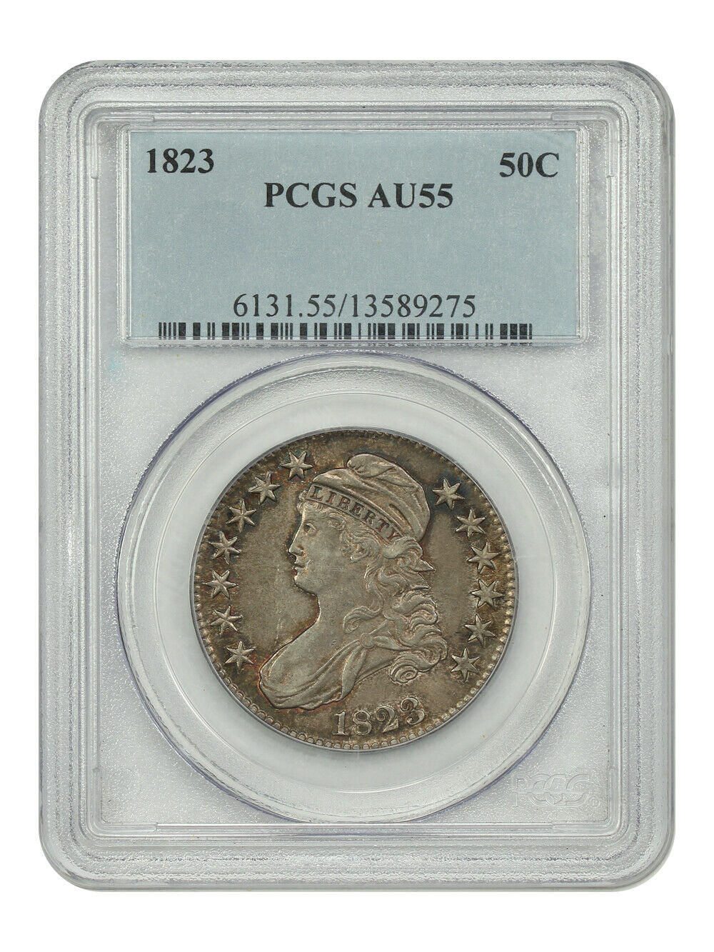 1823 50C PCGS AU55 - Capped Bust Half Dollar