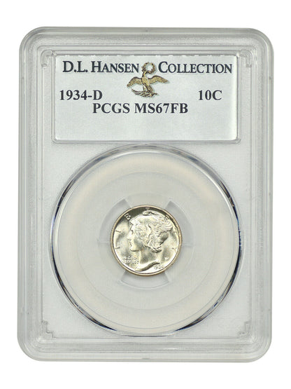 1934-D 10C PCGS MS67FB ex: D.L. Hansen