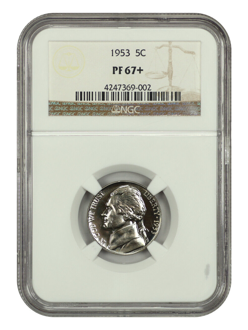 1953 5C NGC PR67+ - Jefferson Nickel