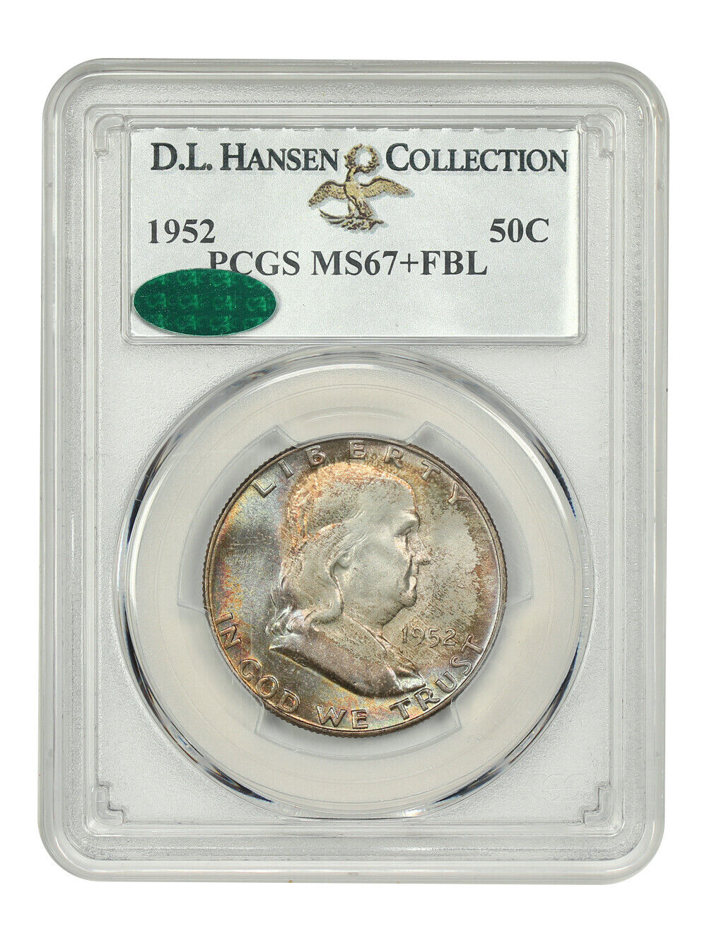 1952 50C PCGS/CAC MS67+FBL ex: D.L. Hansen