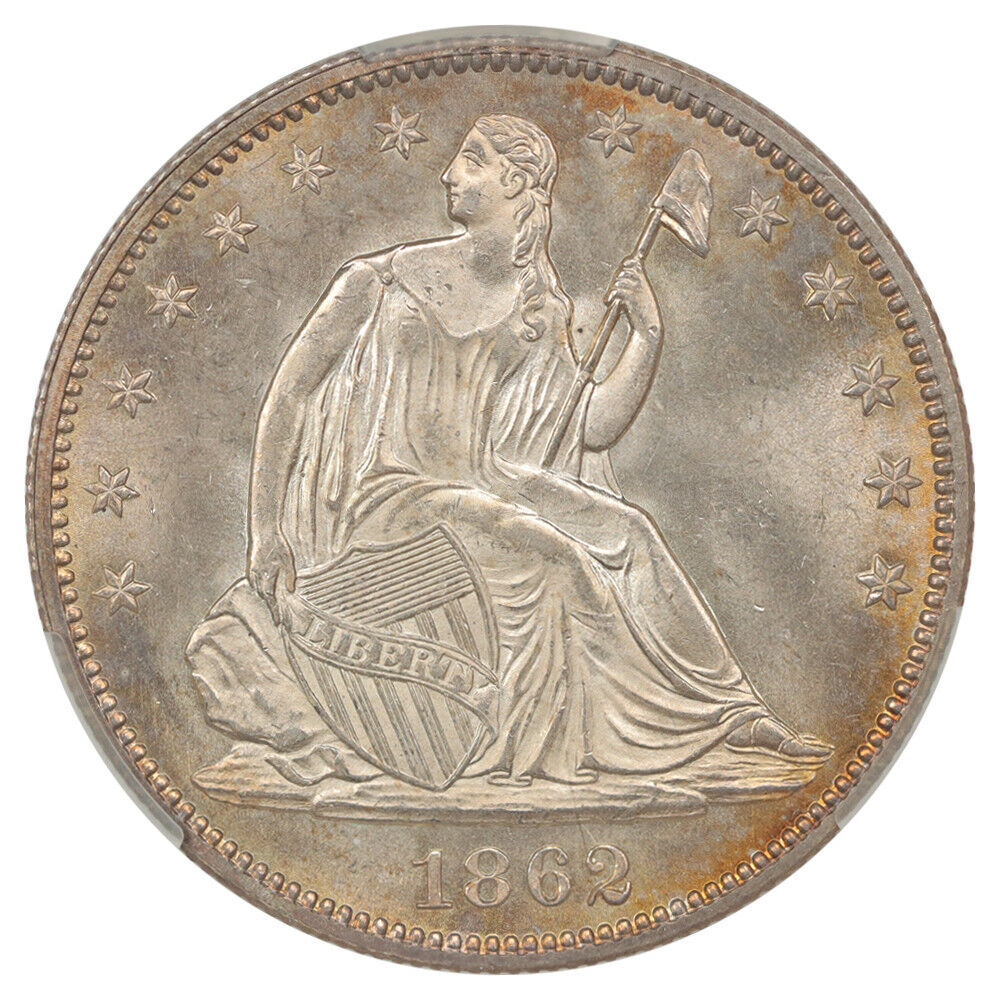 1862 50C CACG MS66 ex: D.L. Hansen - Liberty Seated Half Dollar
