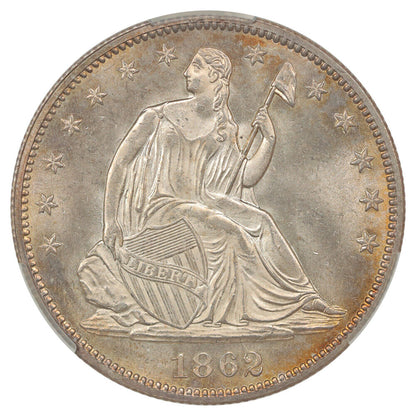 1862 50C CACG MS66 ex: D.L. Hansen - Liberty Seated Half Dollar