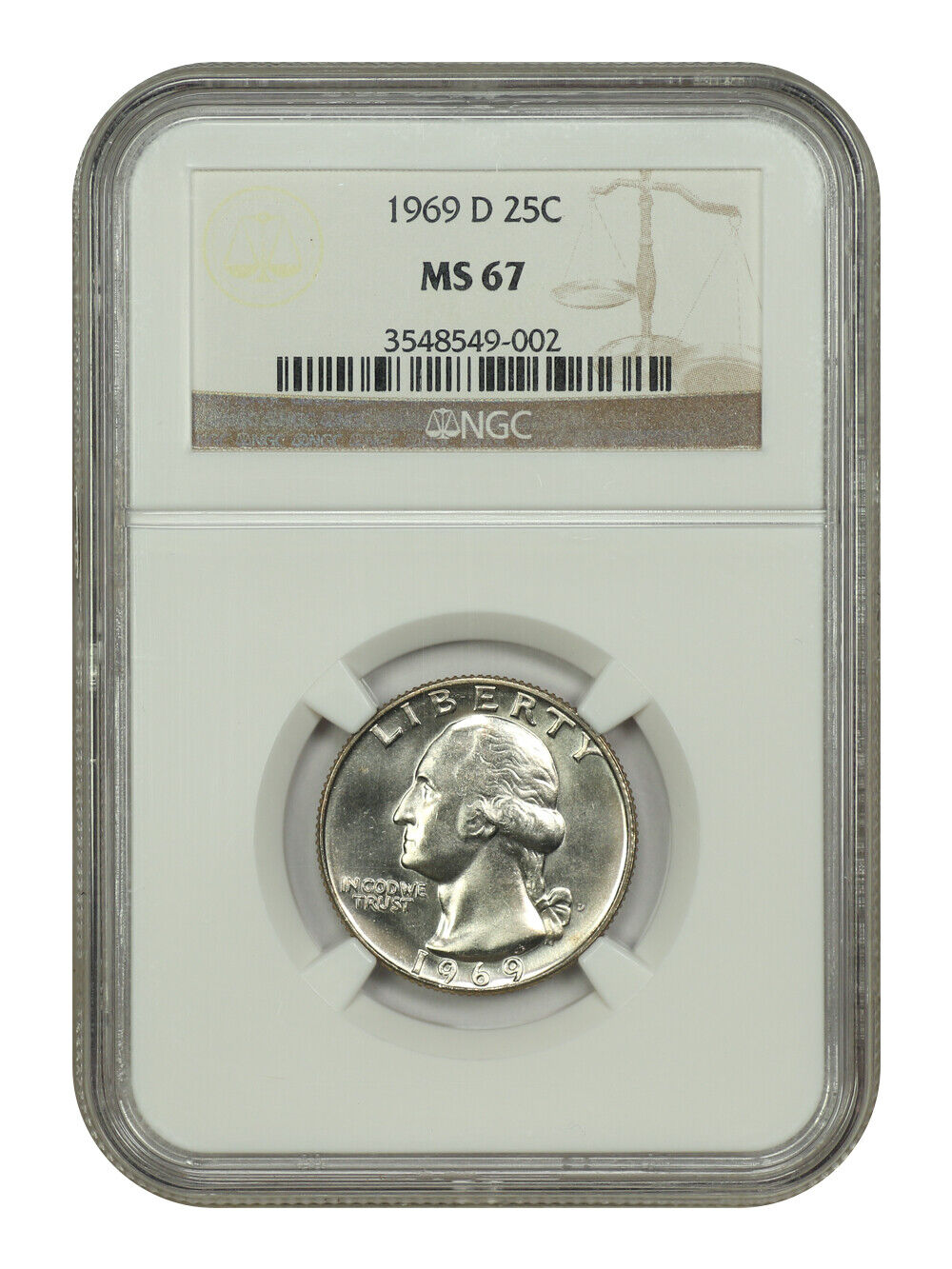 1969-D 25C NGC MS67 - Washington Quarter