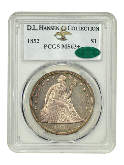 1852 $1 PCGS/CAC MS63+ ex: D.L. Hansen