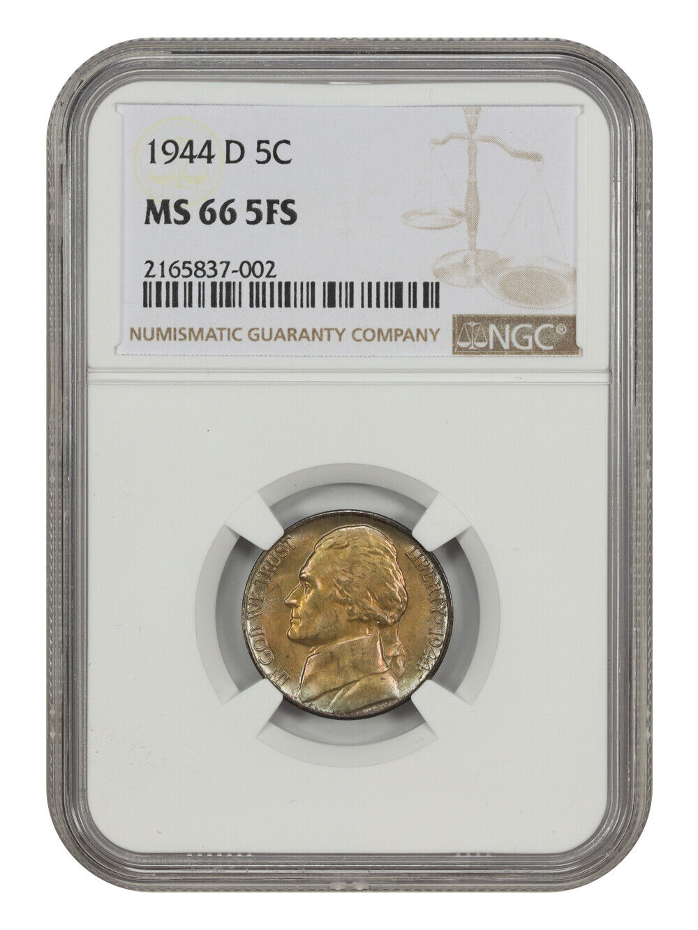 1944-D 5C NGC MS66 5FS - Jefferson Nickel