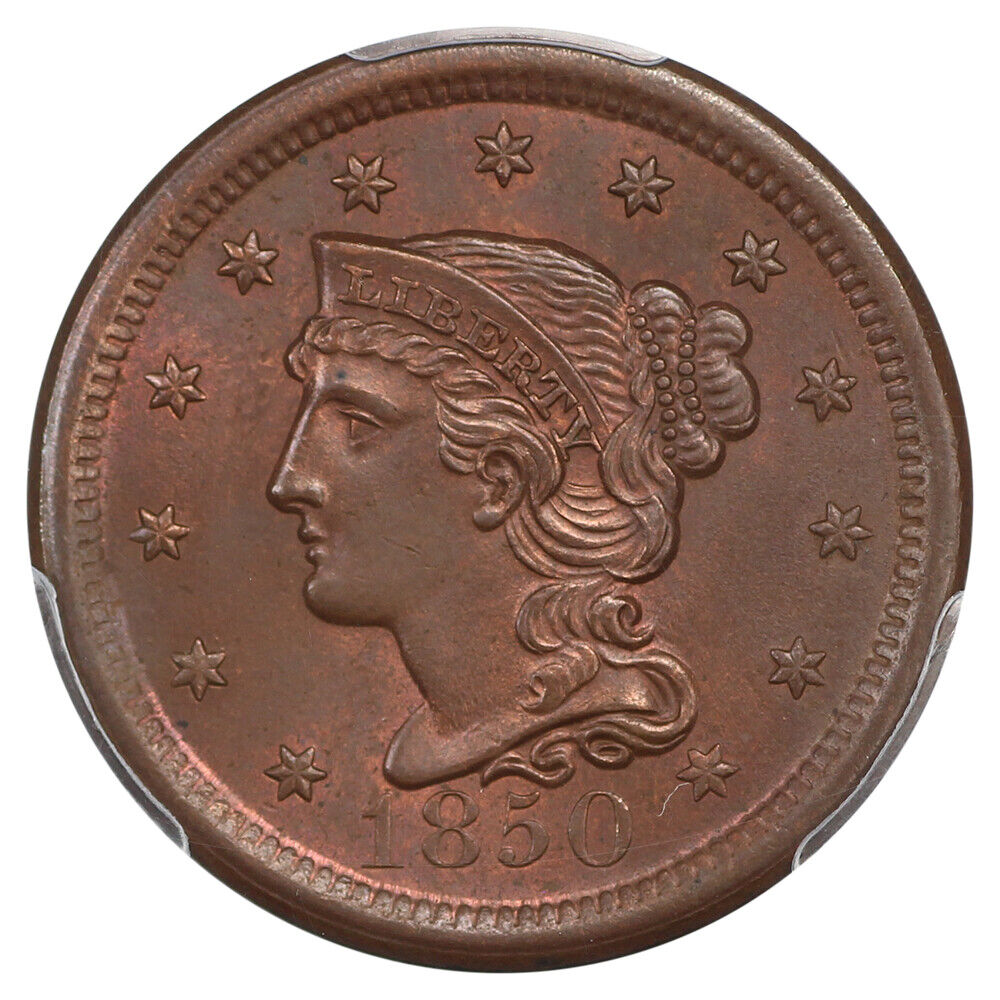 1850 1C PCGS/CAC MS65BN ex: D.L. Hansen