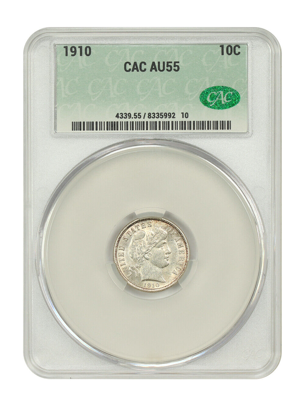 1910 10C CACG AU55 - Barber Dime