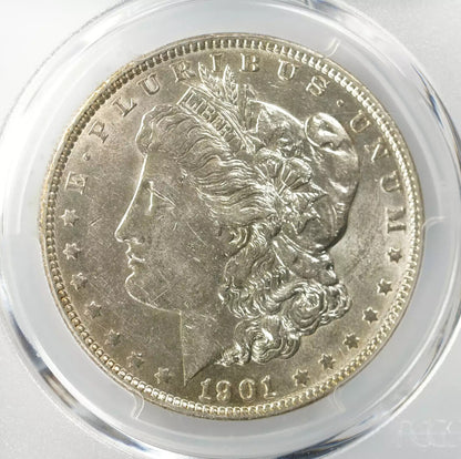 1901 MORGAN SILVER DOLLAR $1 PCGS CERTIFIED AU 55 ABOUT UNCIRCULATED (105)