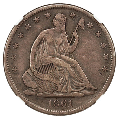 1861-S 50C NGC VF35 - Liberty Seated Half Dollar