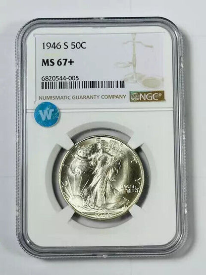 1946 S Walking Liberty Half Dollar NGC MS-67+ Tied for Top Pop! Sight White