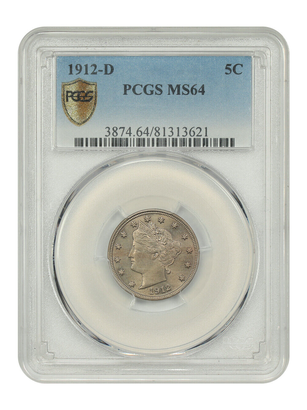 1912-D 5C PCGS MS64 - Liberty Nickel - The Only D-Mint V-Nickel