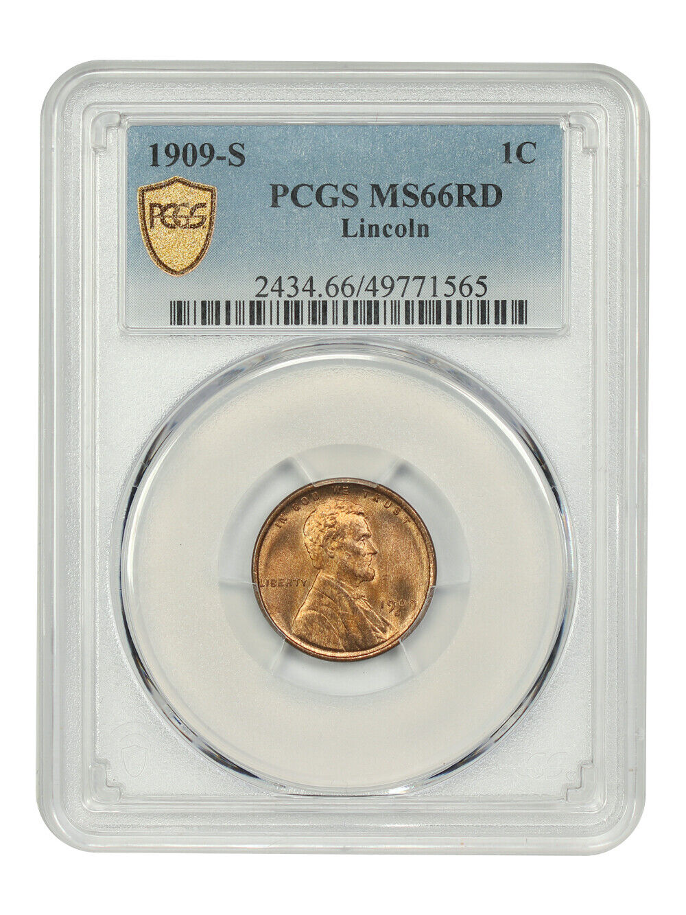 1909-S 1C Lincoln PCGS MS66RD - Lincoln Cent (Wheat Reverse)