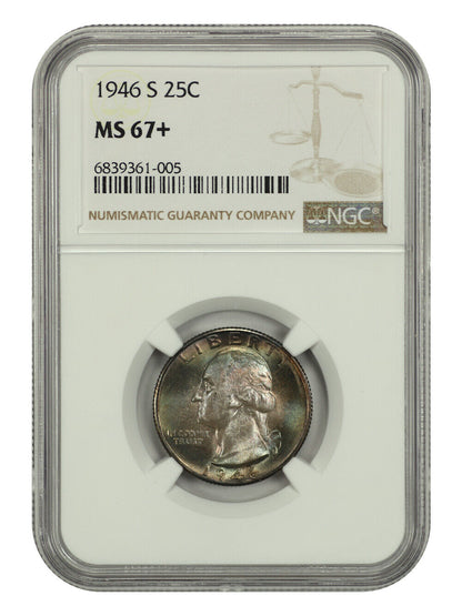 1946-S 25C NGC MS67+ - Washington Quarter