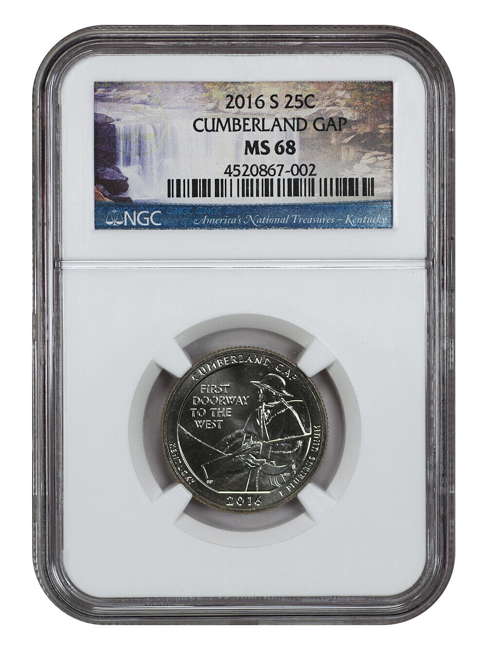 2016-S 25C Cumberland Gap NP NGC MS68 - Type 1 - Clad