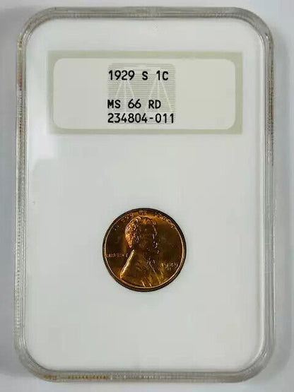 1929 S Small Cents Lincoln Penny NGC MS-66 RD Nice Luster!