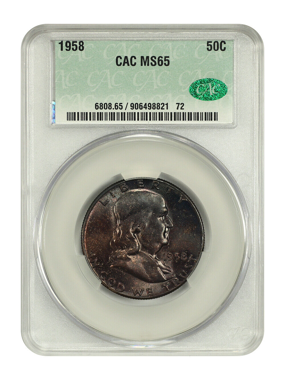 1958 50C CACG MS65 - Franklin Half Dollar