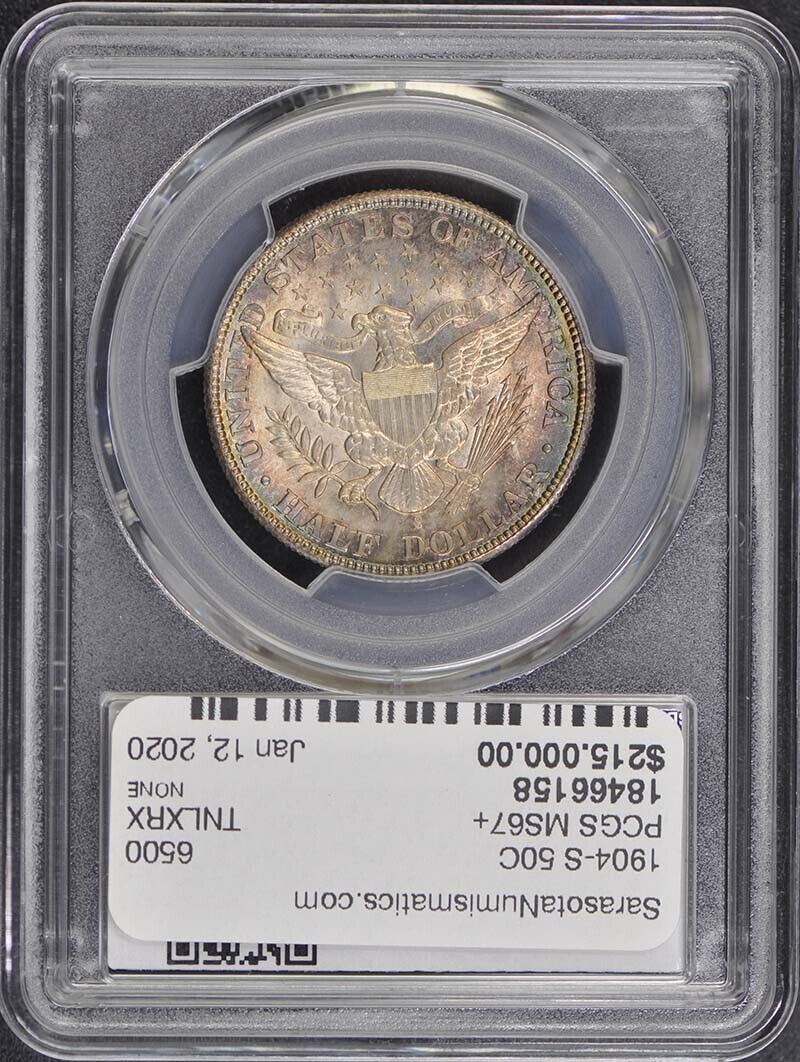 1904-S 50C Barber Half Dollar PCGS MS67+ CAC Top Pop