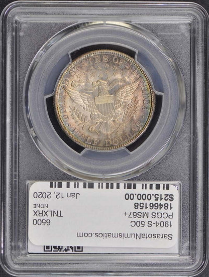 1904-S 50C Barber Half Dollar PCGS MS67+ CAC Top Pop