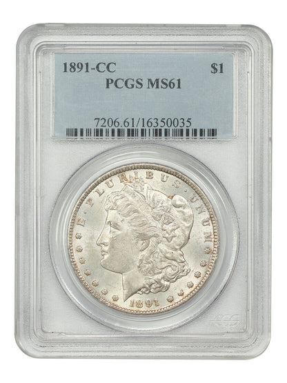 1891-CC $1 PCGS MS61 - Morgan Dollar - Scarce Date