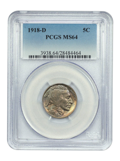 1918-D 5C PCGS MS64 - Buffalo Nickel