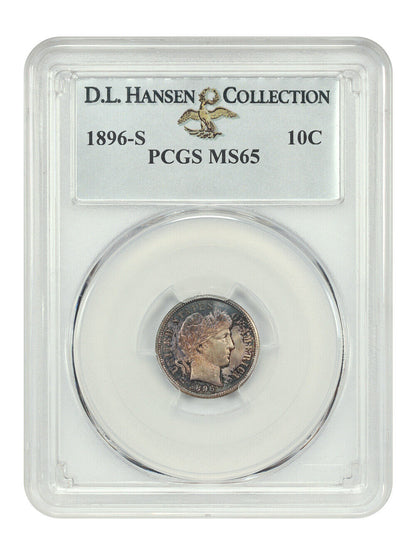 1896-S 10C PCGS MS65 ex: D.L. Hansen