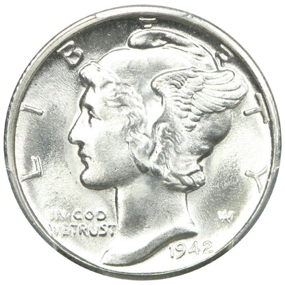 1942-D 10C PCGS MS67FB - Mercury Dime