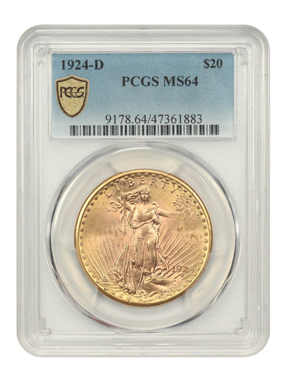 1924-D $20 PCGS MS64