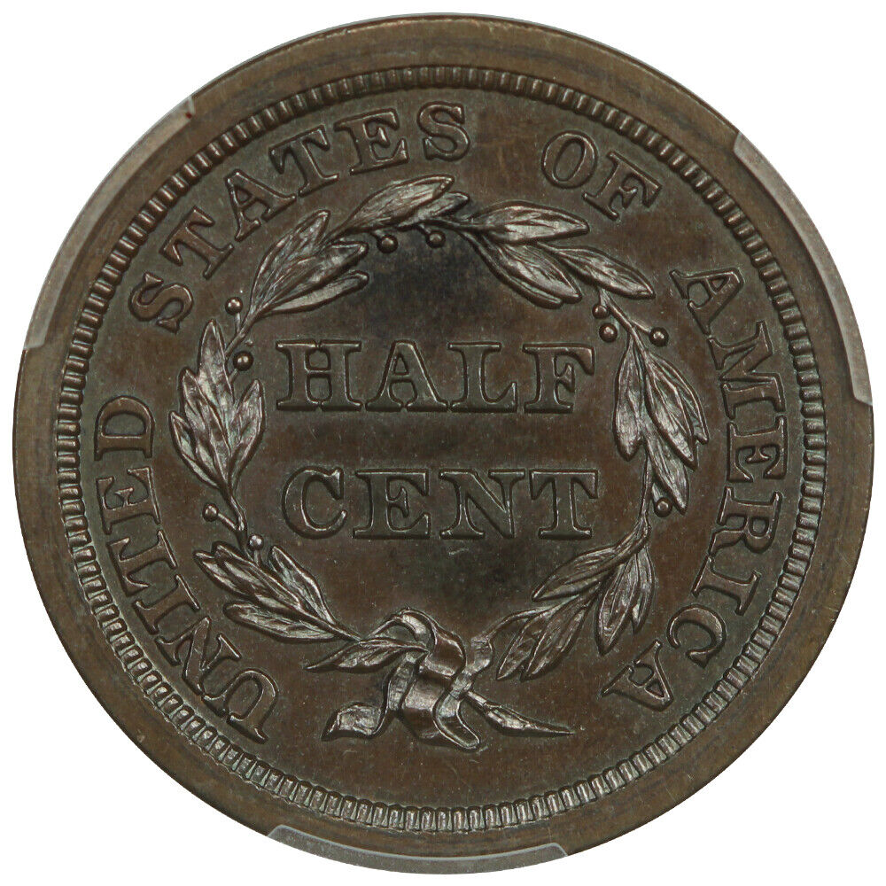 1844 1/2C PCGS PR63BN (Original) ex: D.L. Hansen